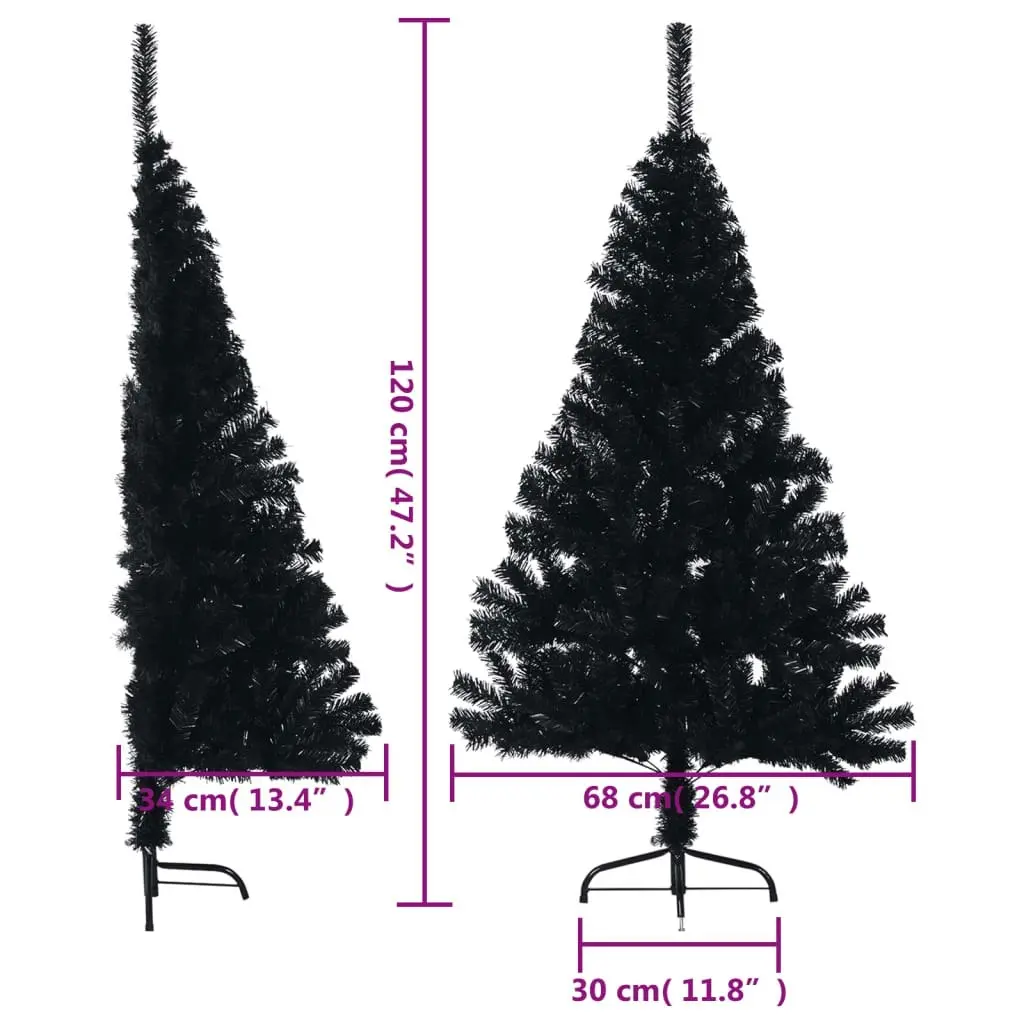 Artificial Half Christmas Tree with Stand Black 120 cm PVC 344675