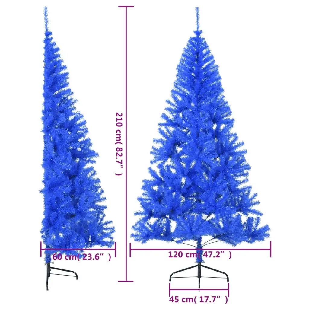 Artificial Half Christmas Tree with Stand Blue 210 cm PVC 344683