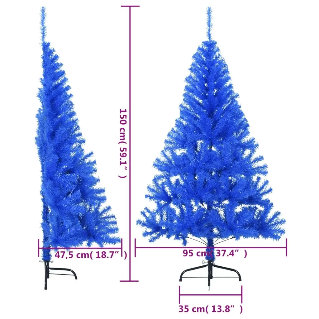 Artificial Half Christmas Tree with Stand Blue 150 cm PVC 344681