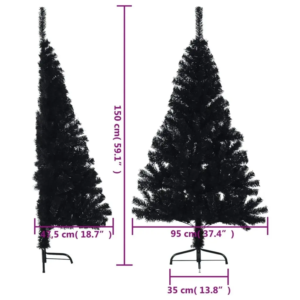 Artificial Half Christmas Tree with Stand Black 150 cm PVC 344676