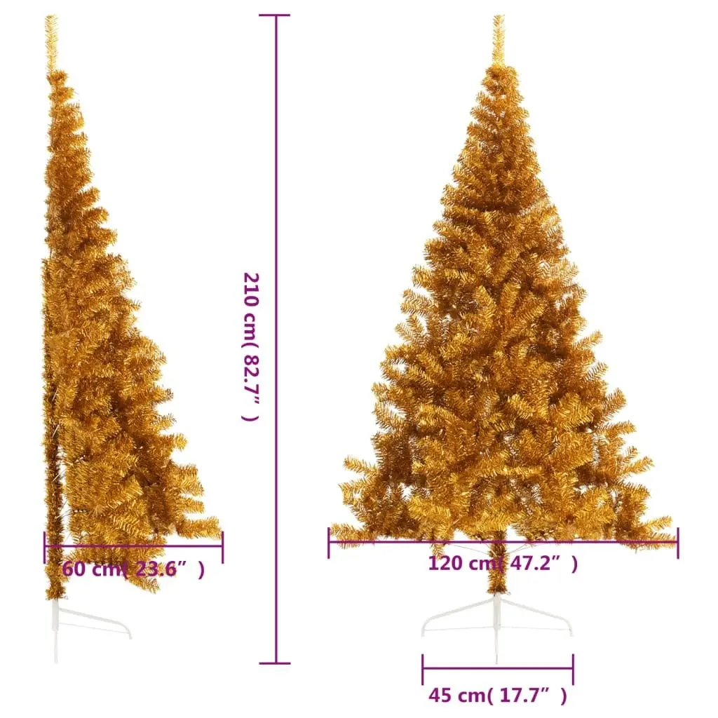 Artificial Half Christmas Tree with Stand Gold 210 cm PET 344693