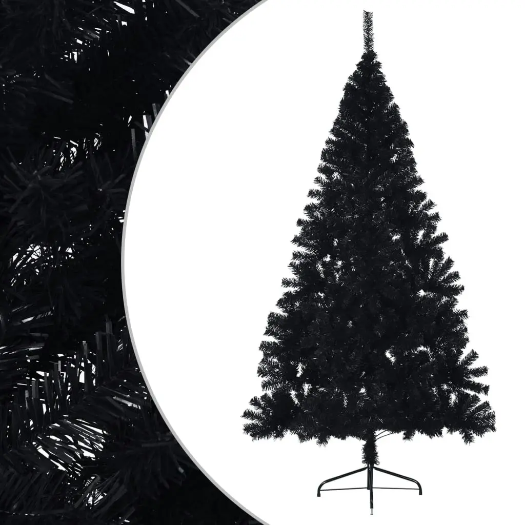 Artificial Half Christmas Tree with Stand Black 210 cm PVC 344678