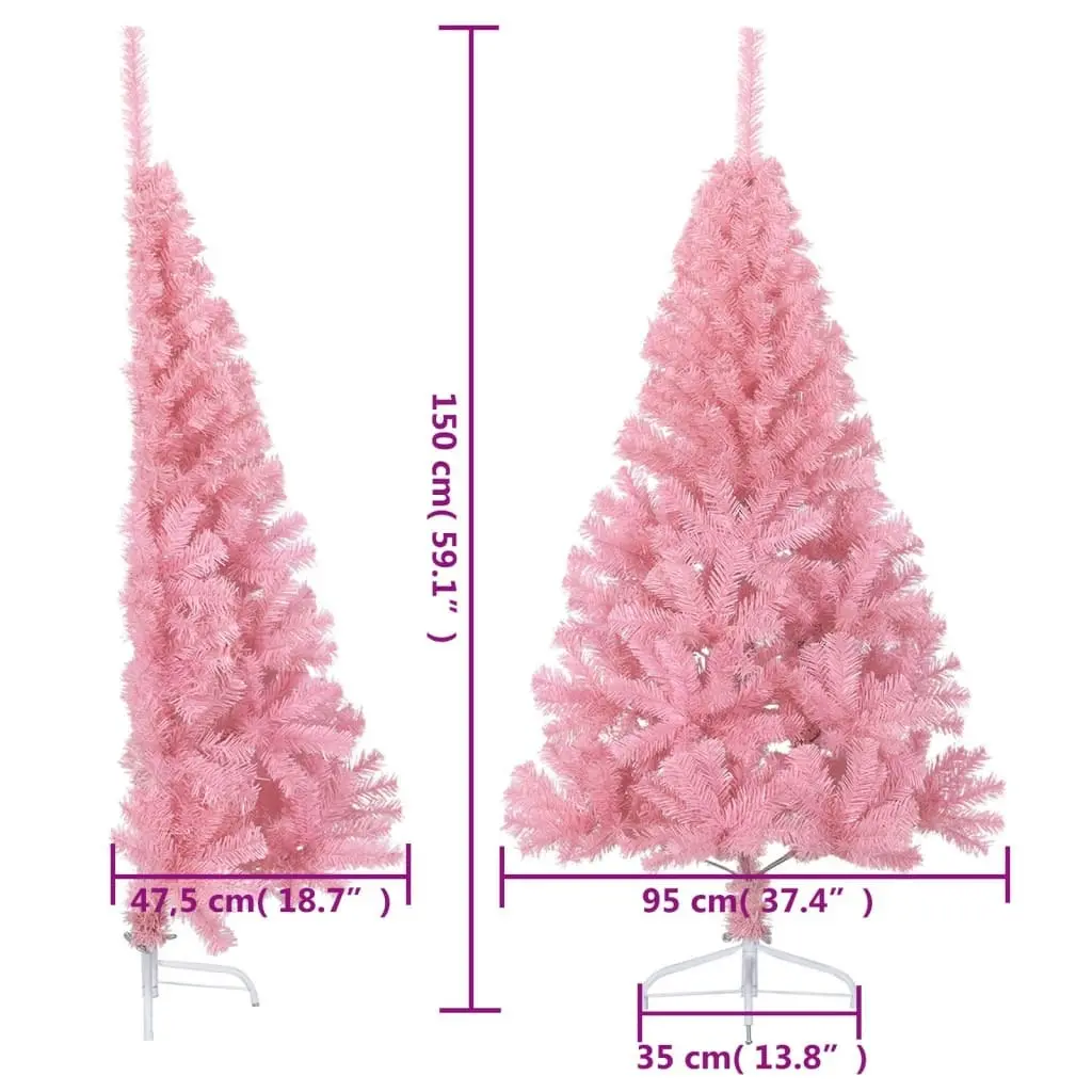 Artificial Half Christmas Tree with Stand Pink 150 cm PVC 344671