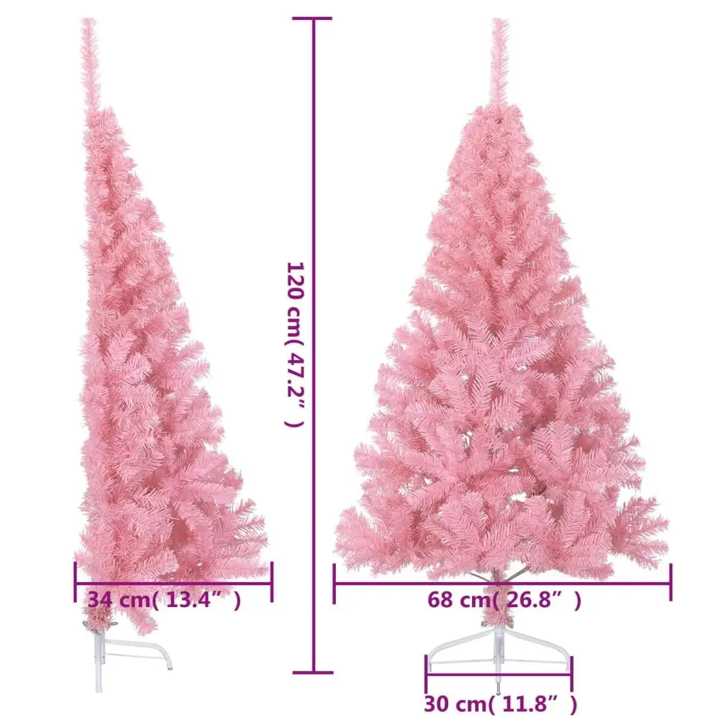 Artificial Half Christmas Tree with Stand Pink 120 cm PVC 344670