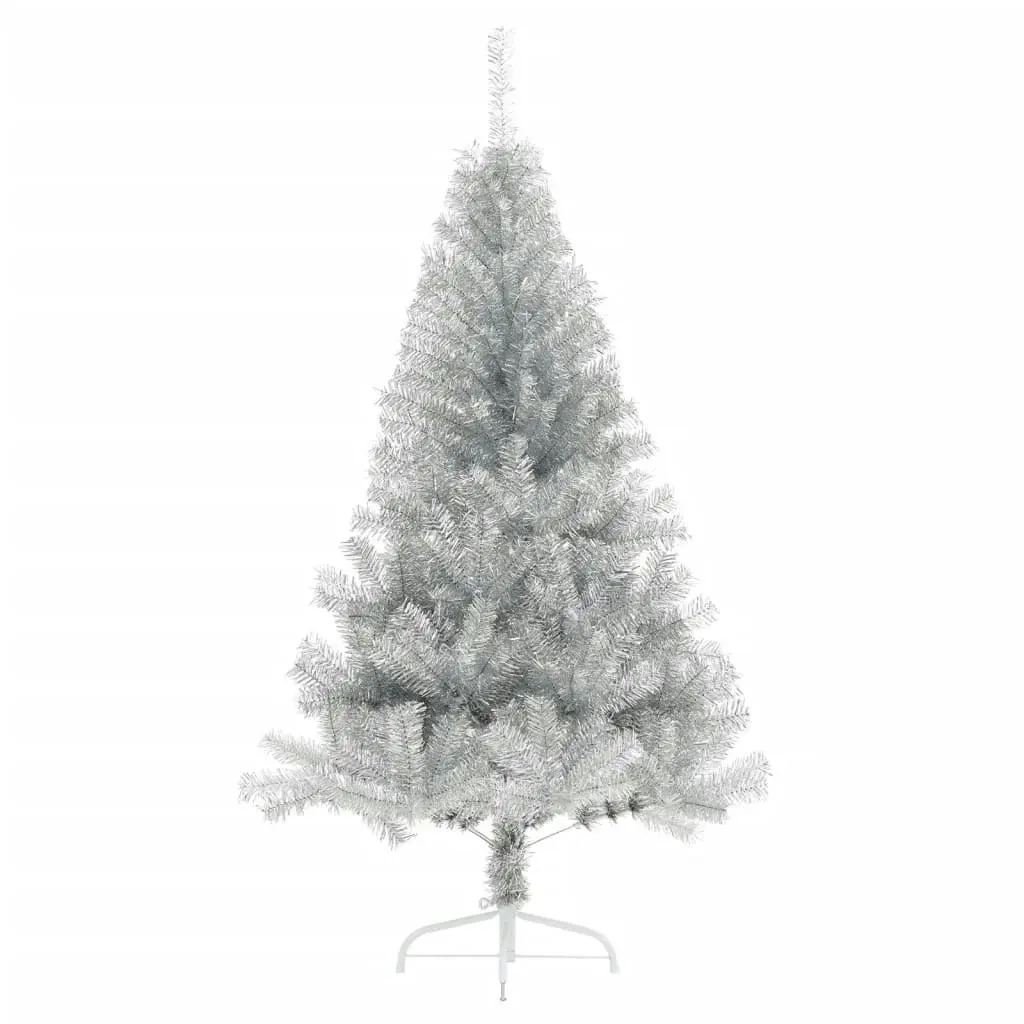 Artificial Half Christmas Tree with Stand Silver 120 cm PET 344695