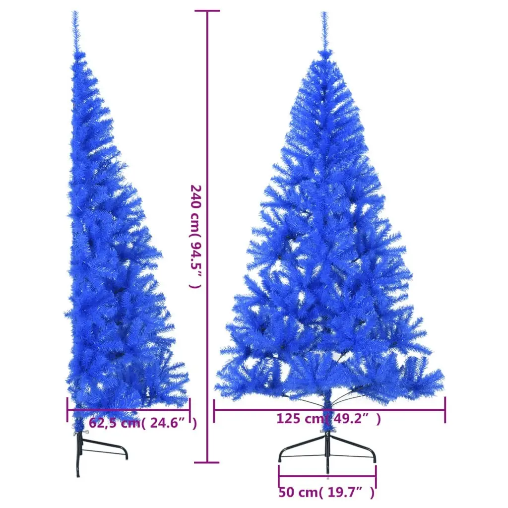 Artificial Half Christmas Tree with Stand Blue 240 cm PVC 344684