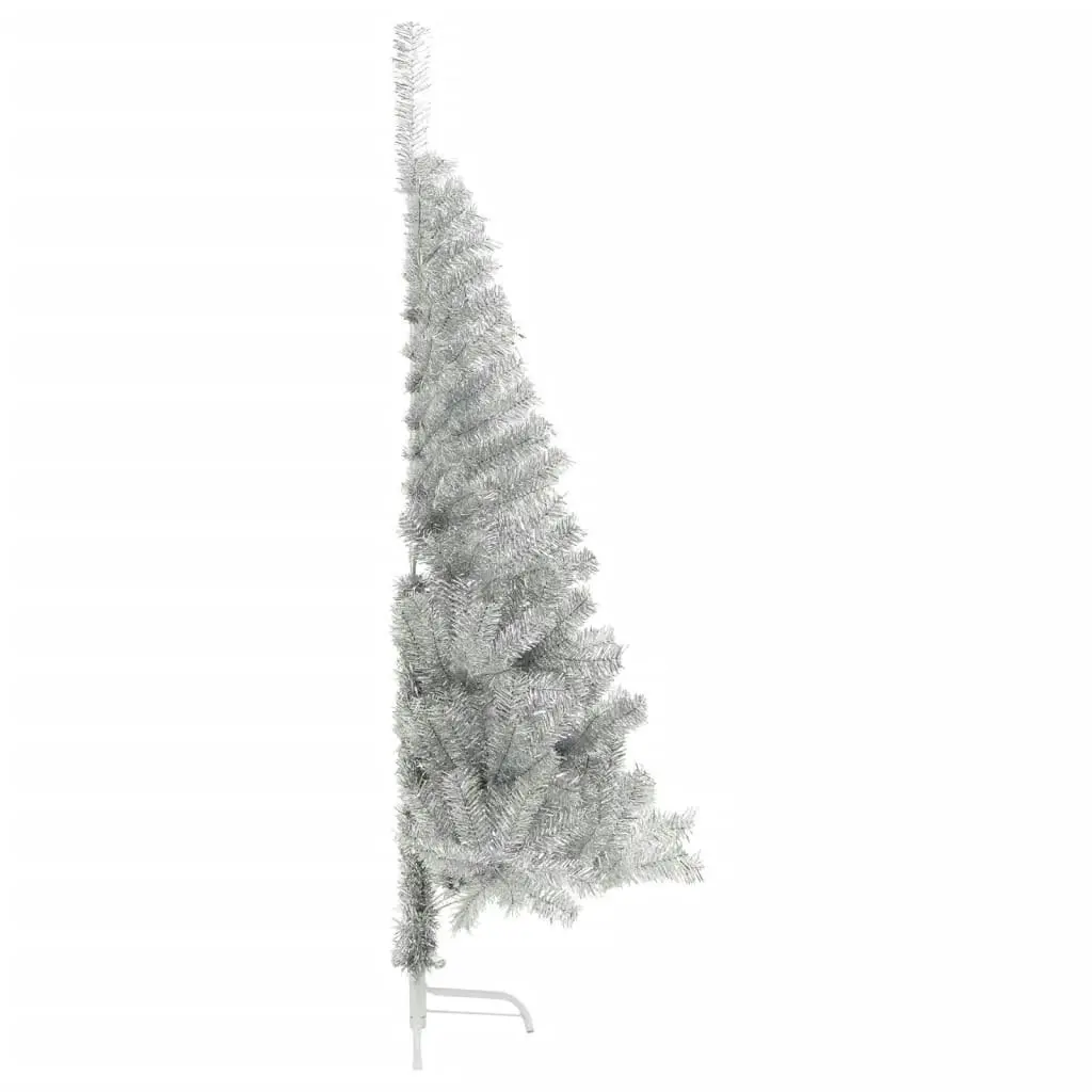 Artificial Half Christmas Tree with Stand Silver 180 cm PET 344697