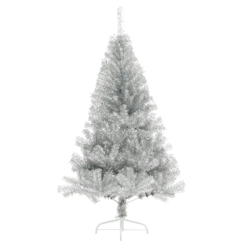 Artificial Half Christmas Tree with Stand Silver 150 cm PET 344696