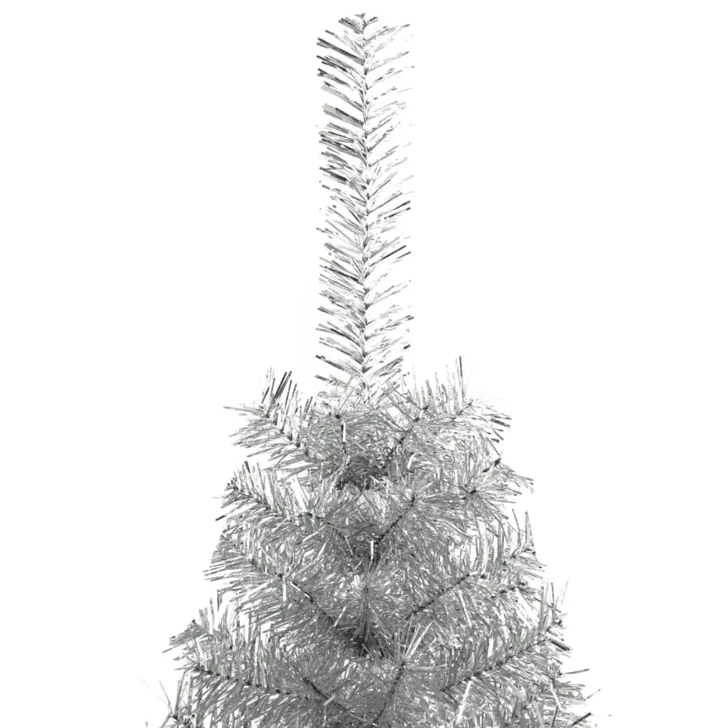 Artificial Half Christmas Tree with Stand Silver 150 cm PET 344696