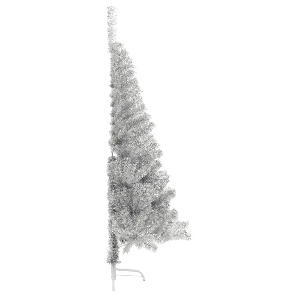 Artificial Half Christmas Tree with Stand Silver 150 cm PET 344696