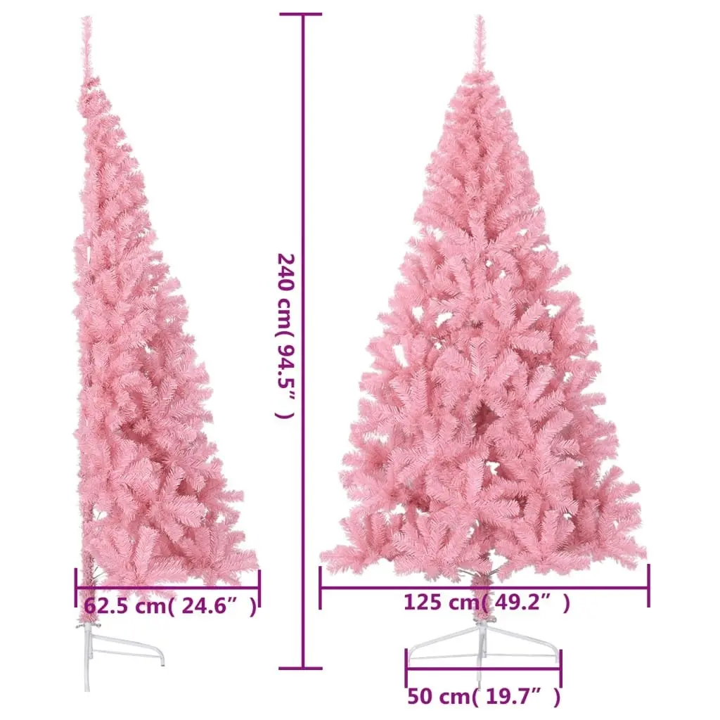 Artificial Half Christmas Tree with Stand Pink 240 cm PVC 344674