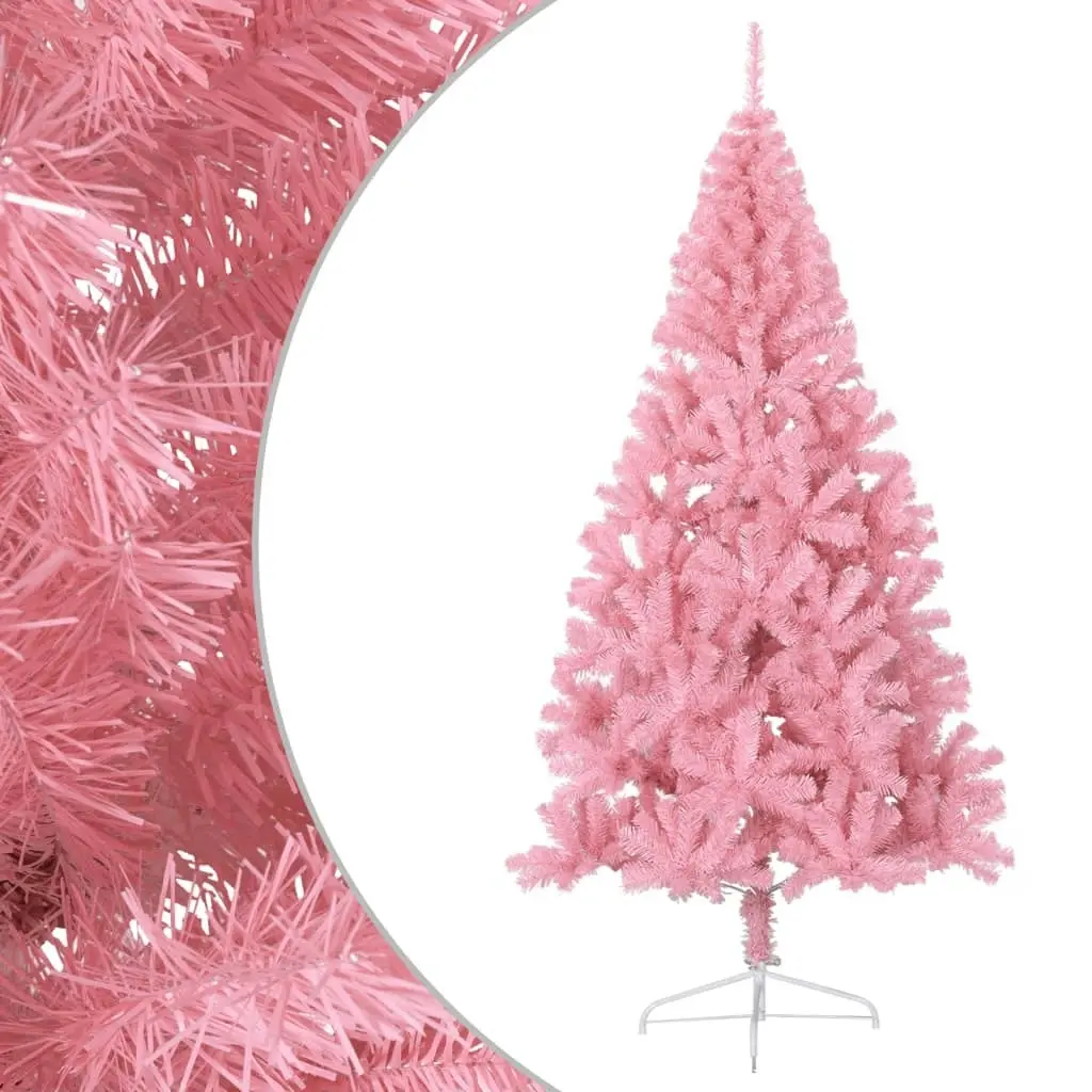 Artificial Half Christmas Tree with Stand Pink 210 cm PVC 344673