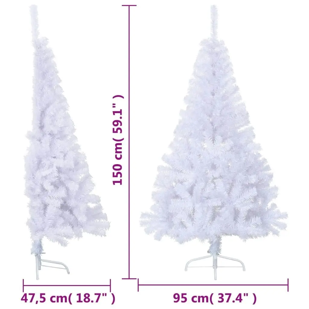 Artificial Half Christmas Tree with Stand White 150 cm PVC 328418