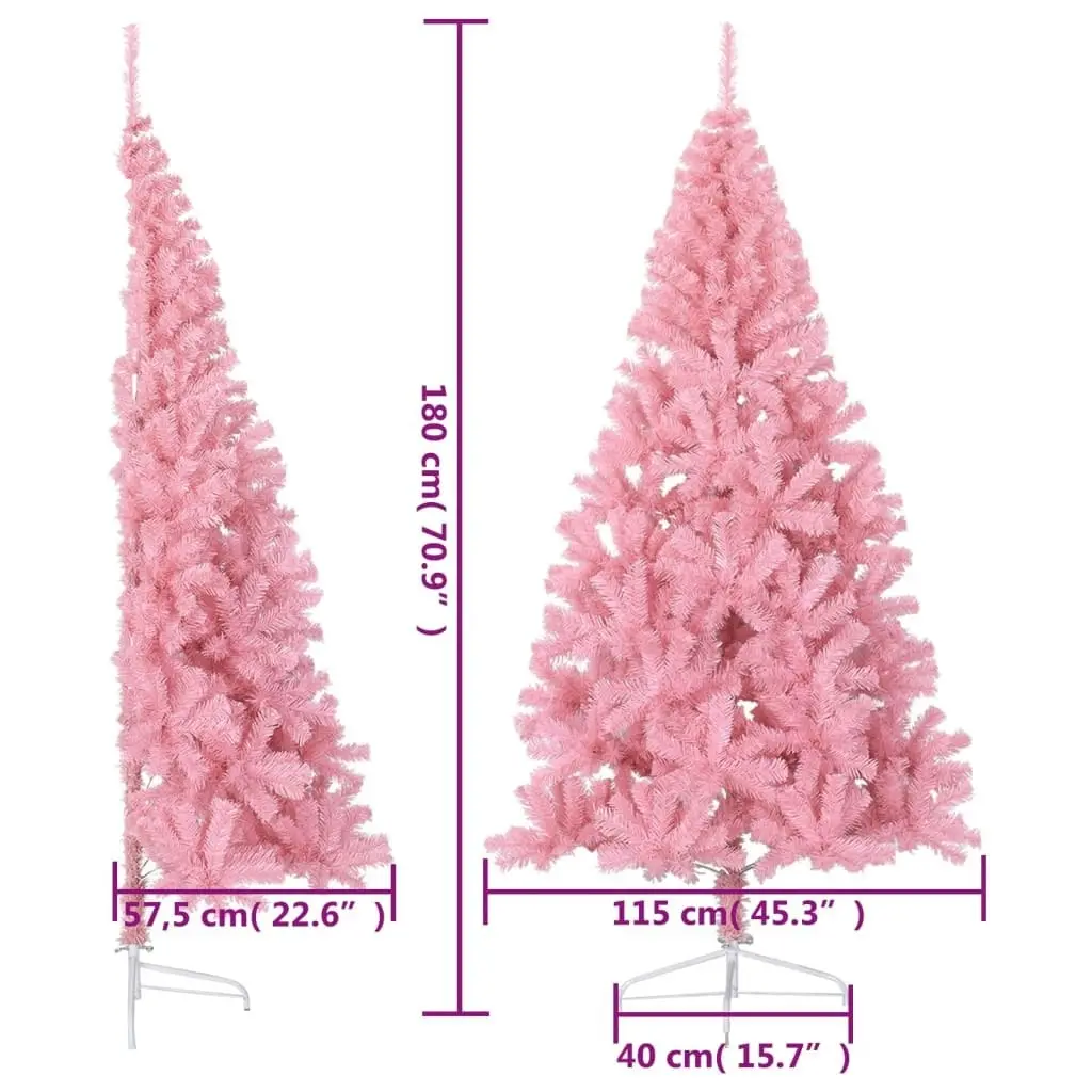 Artificial Half Christmas Tree with Stand Pink 180 cm PVC 344672