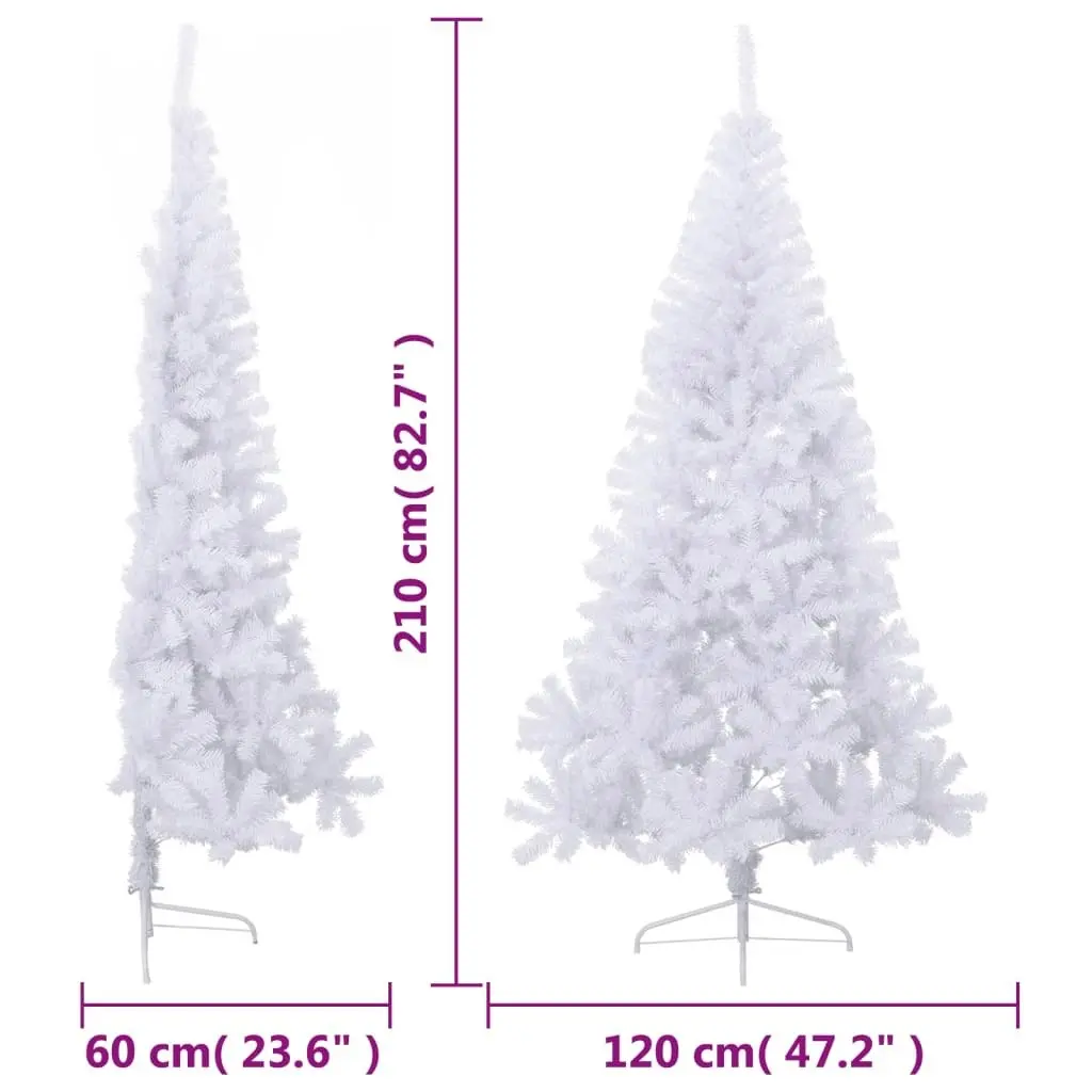 Artificial Half Christmas Tree with Stand White 210 cm PVC 328420