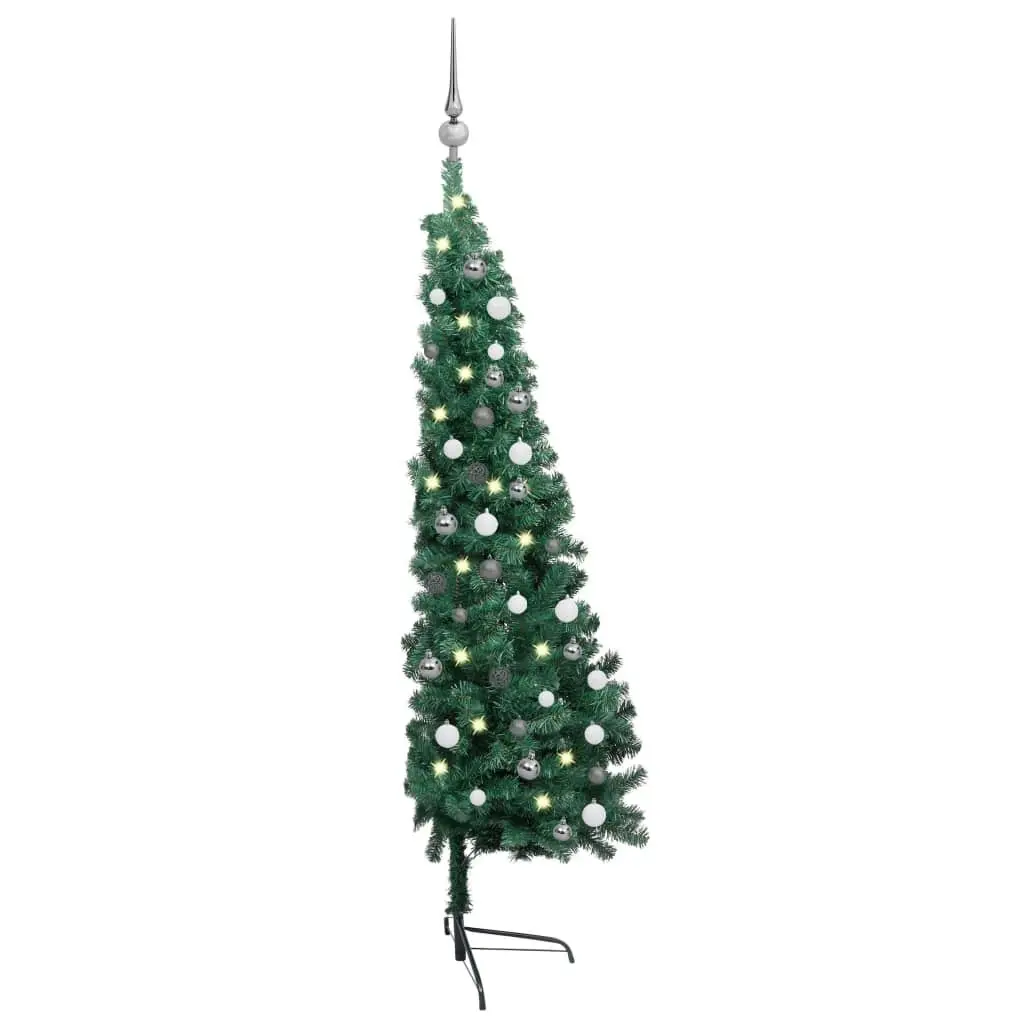 Artificial Half Pre-lit Christmas Tree with Ball Set Green 120 cm 3077649