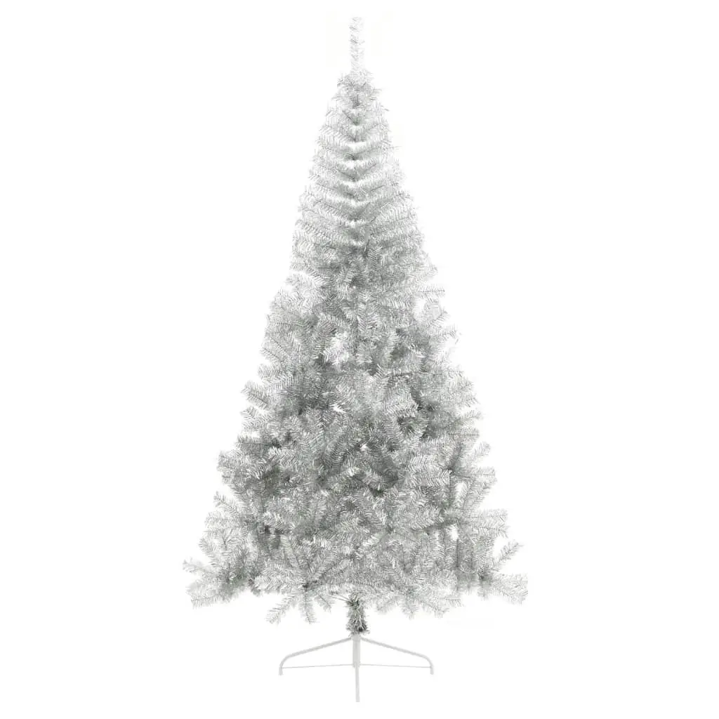 Artificial Half Christmas Tree with Stand Silver 210 cm PET 344698