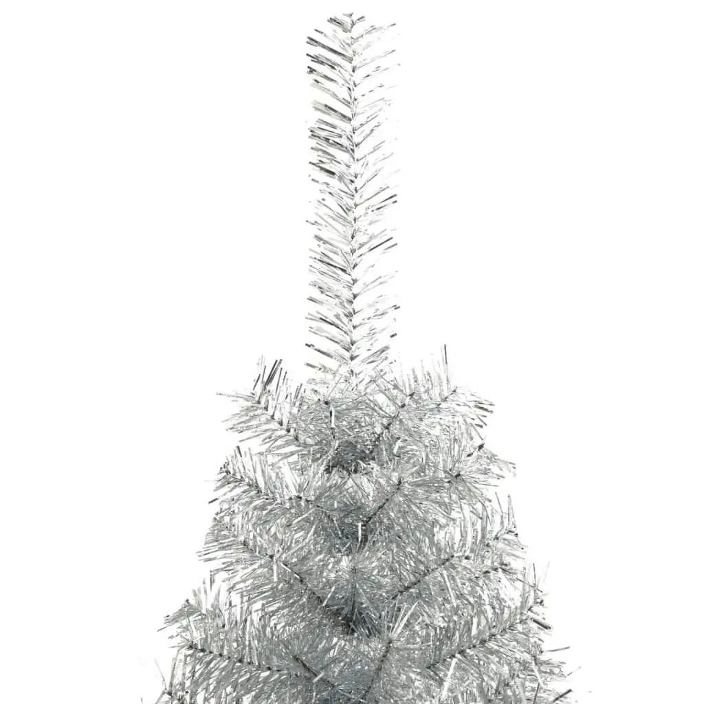 Artificial Half Christmas Tree with Stand Silver 210 cm PET 344698