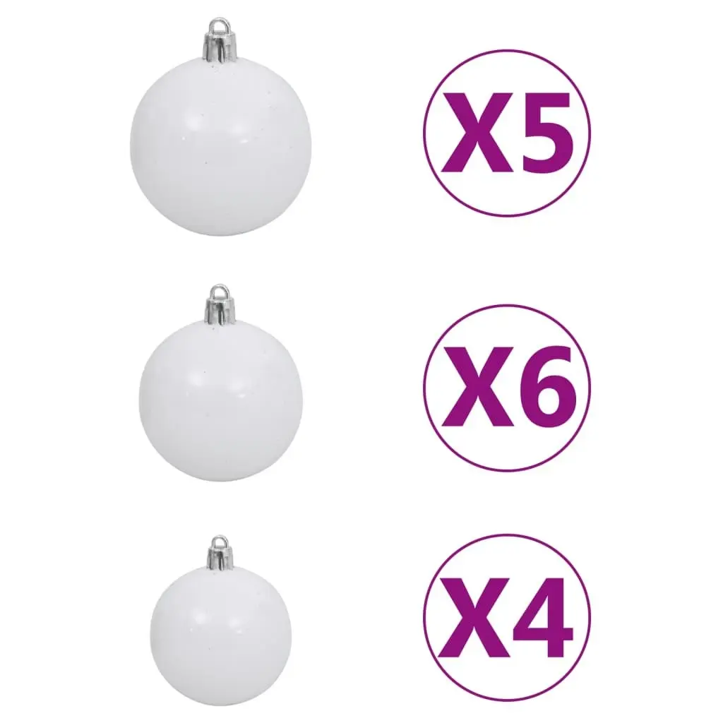 Artificial Half Pre-lit Christmas Tree with Ball Set White 120 cm 3077654