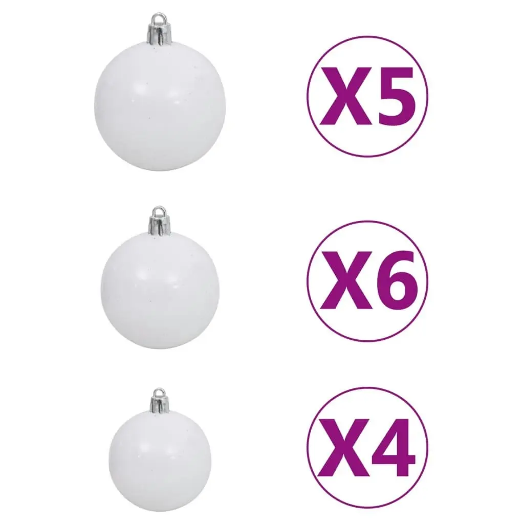 Artificial Half Pre-lit Christmas Tree with Ball Set White 150 cm 3077655