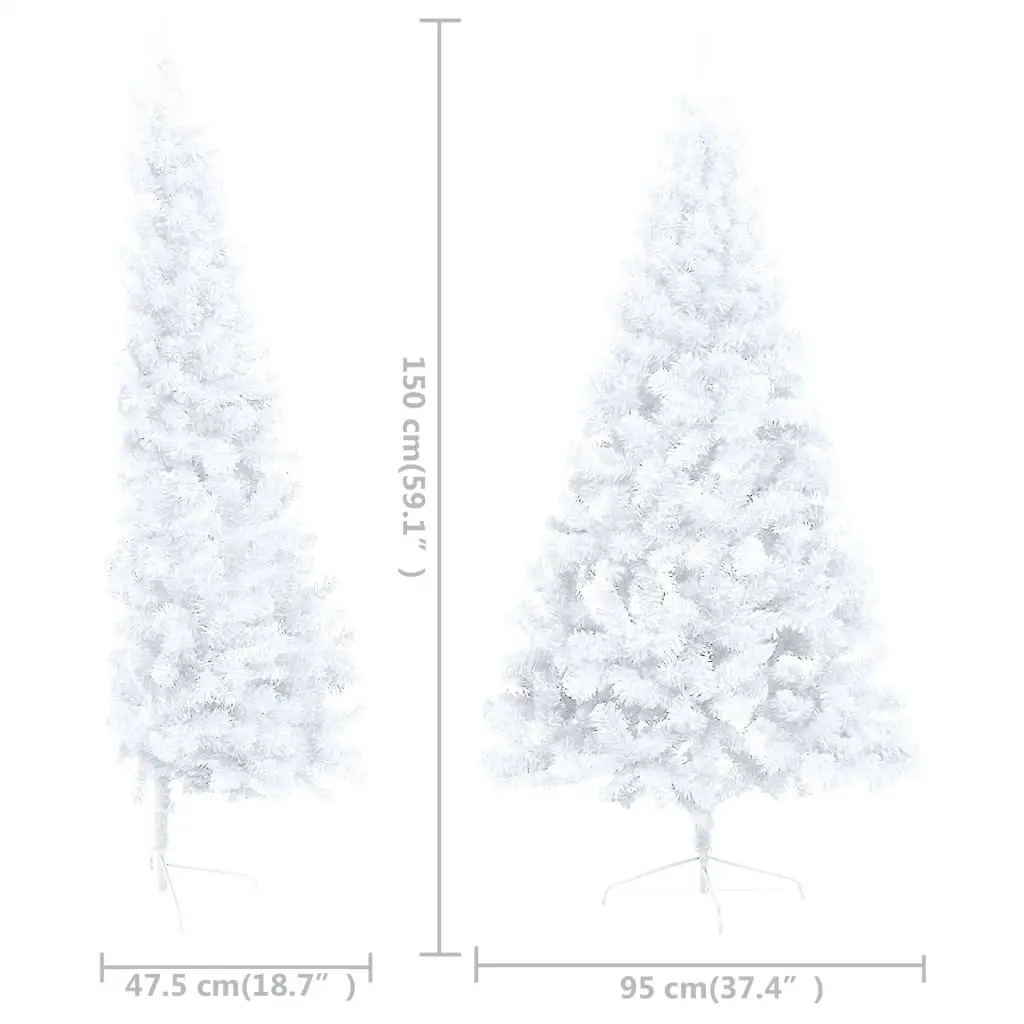 Artificial Half Pre-lit Christmas Tree with Ball Set White 150 cm 3077655