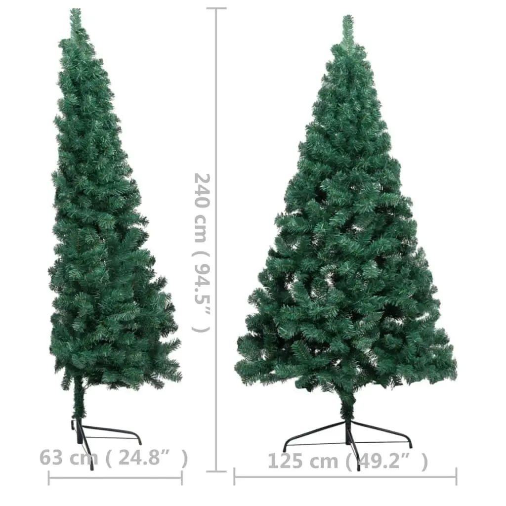 Artificial Half Pre-lit Christmas Tree with Stand Green 240 cm PVC 3077395