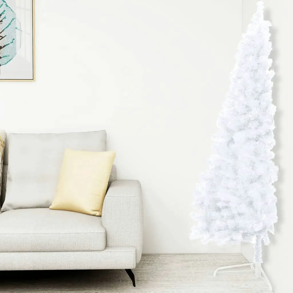 Artificial Half Pre-lit Christmas Tree with Stand White 240 cm PVC 3077400