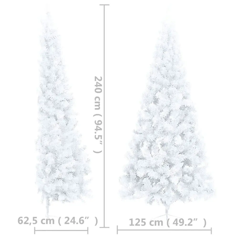 Artificial Half Pre-lit Christmas Tree with Stand White 240 cm PVC 3077400