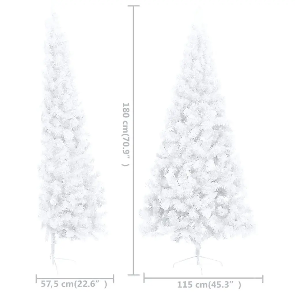 Artificial Half Pre-lit Christmas Tree with Stand White 180 cm PVC 3077398