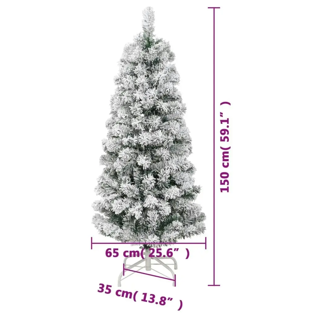 Artificial Hinged Christmas Tree 150 LEDs & Flocked Snow 150 cm 3210450