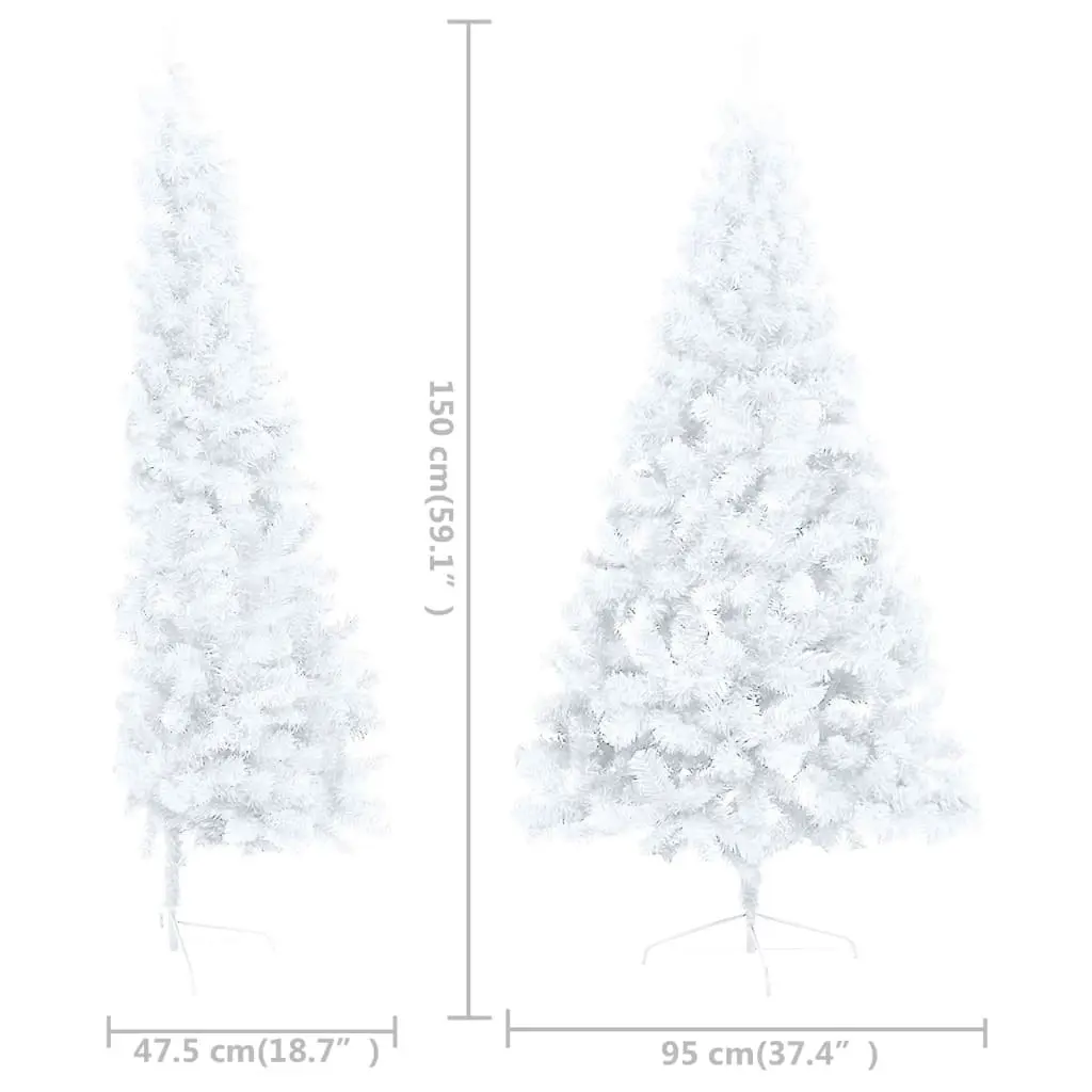 Artificial Half Pre-lit Christmas Tree with Stand White 150 cm PVC 3077397