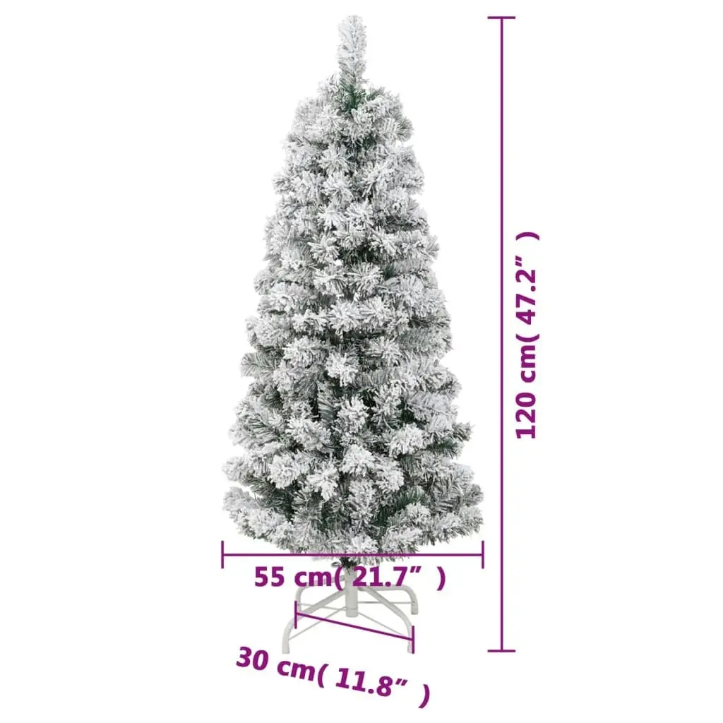 Artificial Hinged Christmas Tree 150 LEDs & Flocked Snow 120 cm 3210449