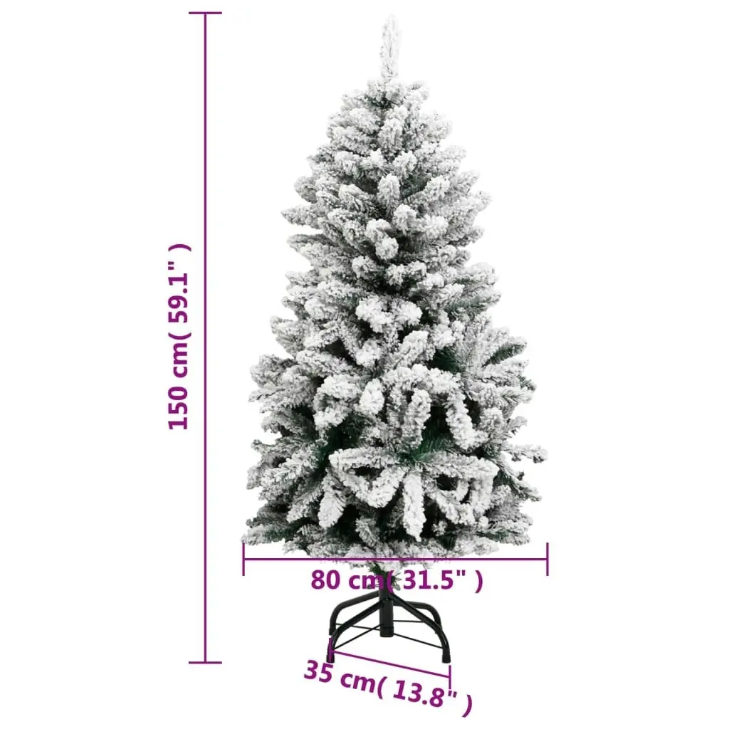 Artificial Hinged Christmas Tree 150 LEDs & Flocked Snow 150 cm 3210082