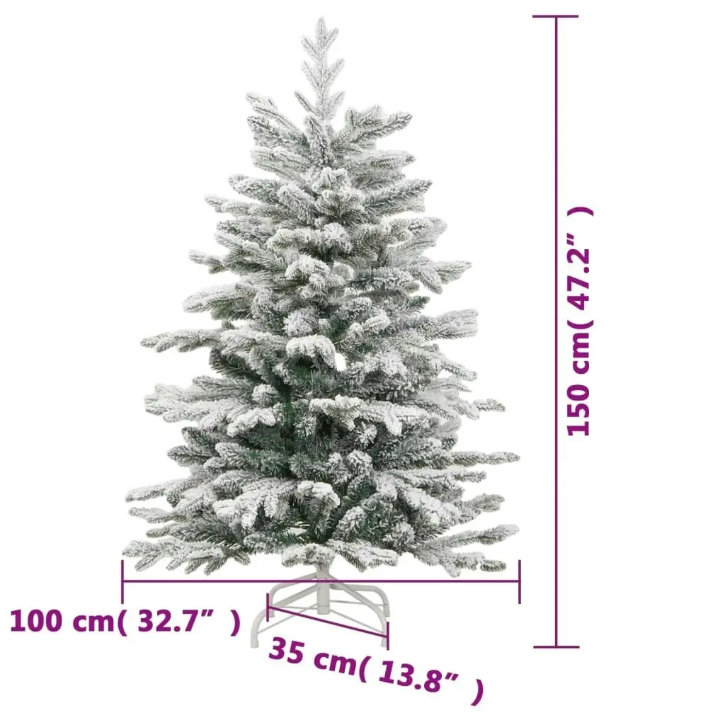 Artificial Hinged Christmas Tree 150 LEDs & Flocked Snow 150 cm 3210452