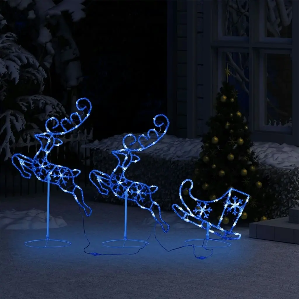 Acrylic Christmas Flying Reindeer&Sleigh 260x21x87cm Blue 328511