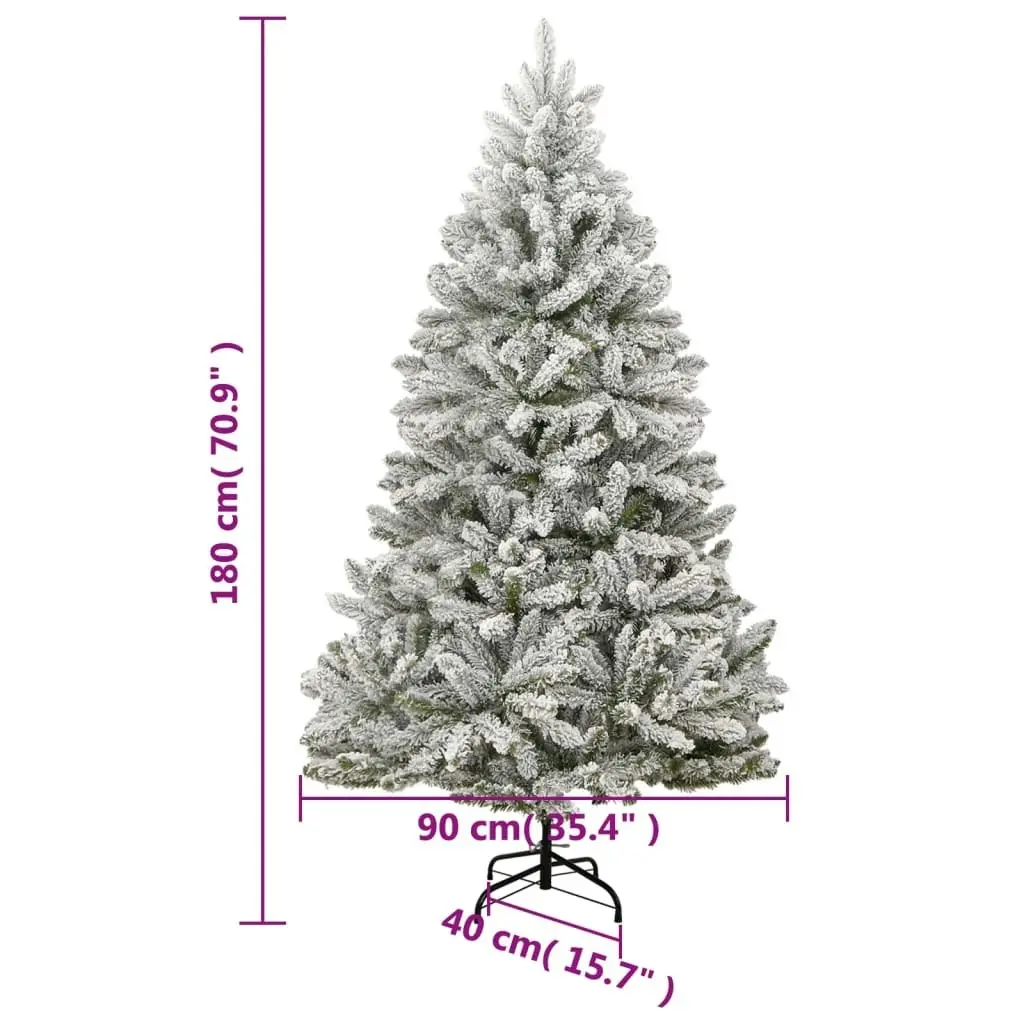 Artificial Hinged Christmas Tree 300 LEDs & Flocked Snow 180 cm 3210120