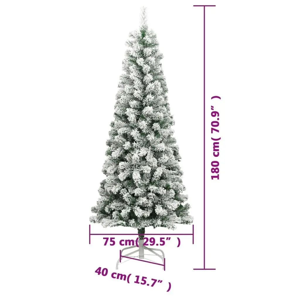 Artificial Hinged Christmas Tree 300 LEDs & Flocked Snow 180 cm 3210474