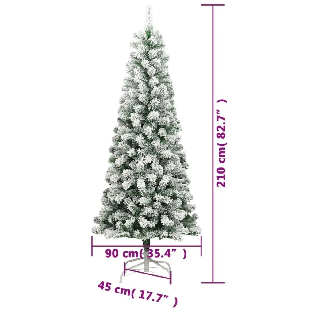 Artificial Hinged Christmas Tree 300 LEDs & Flocked Snow 210 cm 3210475