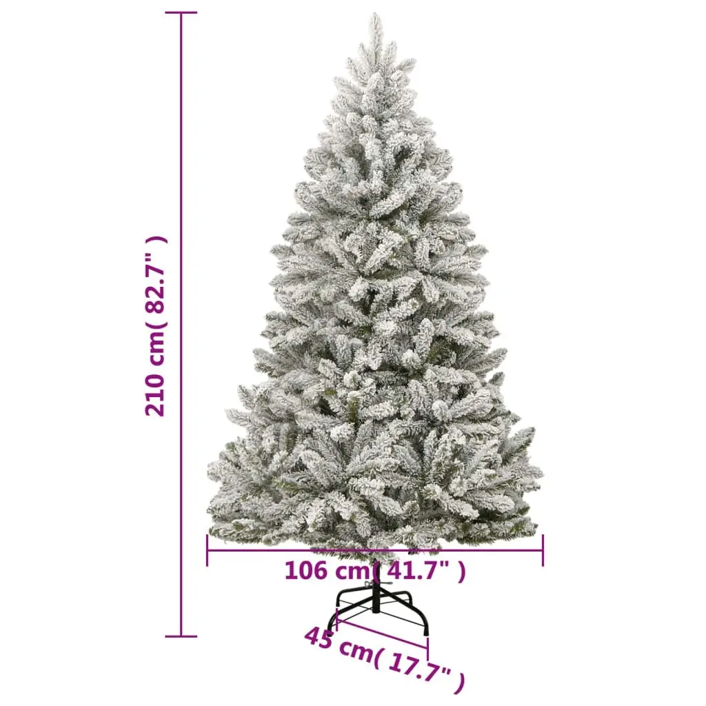 Artificial Hinged Christmas Tree 300 LEDs & Flocked Snow 210 cm 3210121