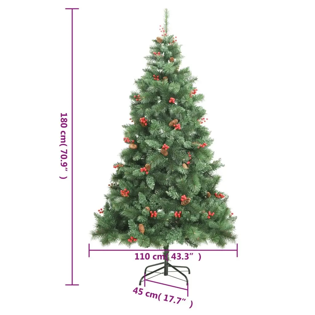 Artificial Hinged Christmas Tree with Cones and Berries 180 cm 357707