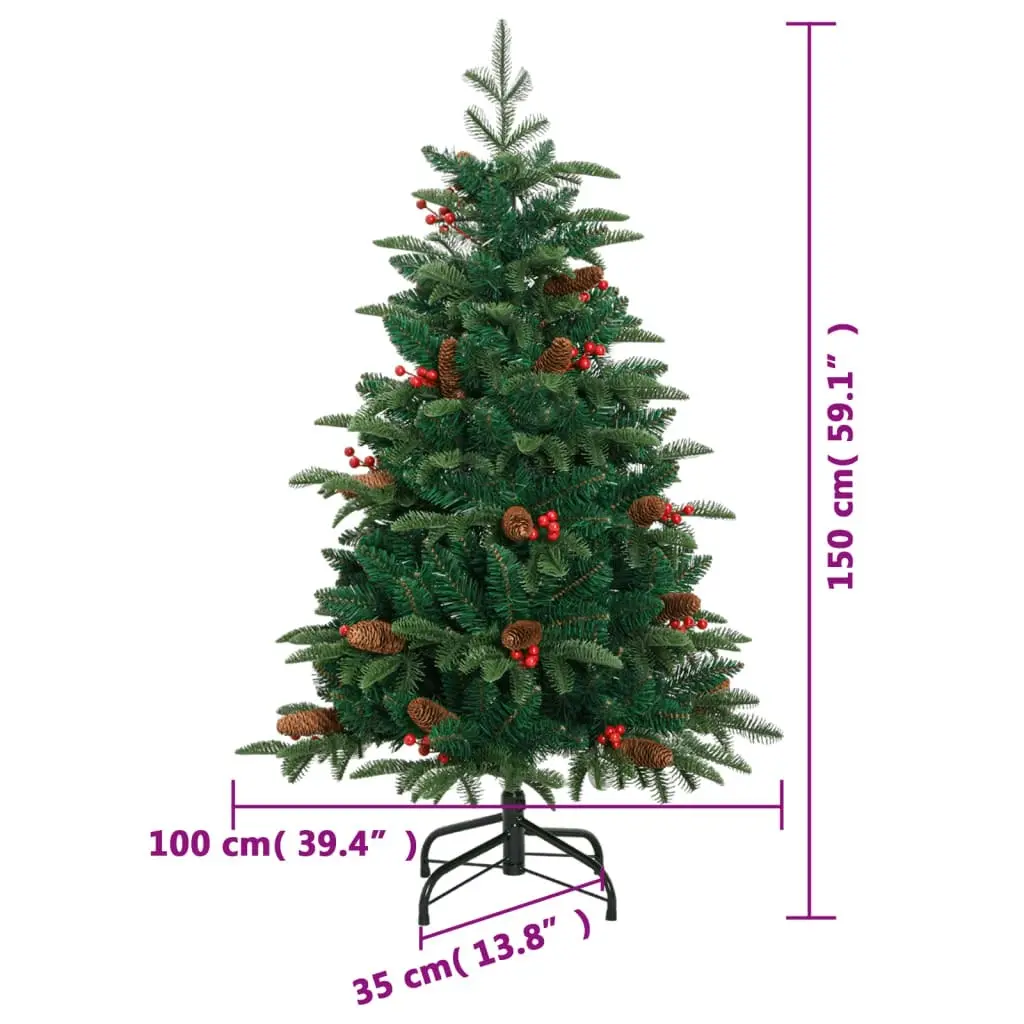 Artificial Hinged Christmas Tree with Cones and Berries 150 cm 358375