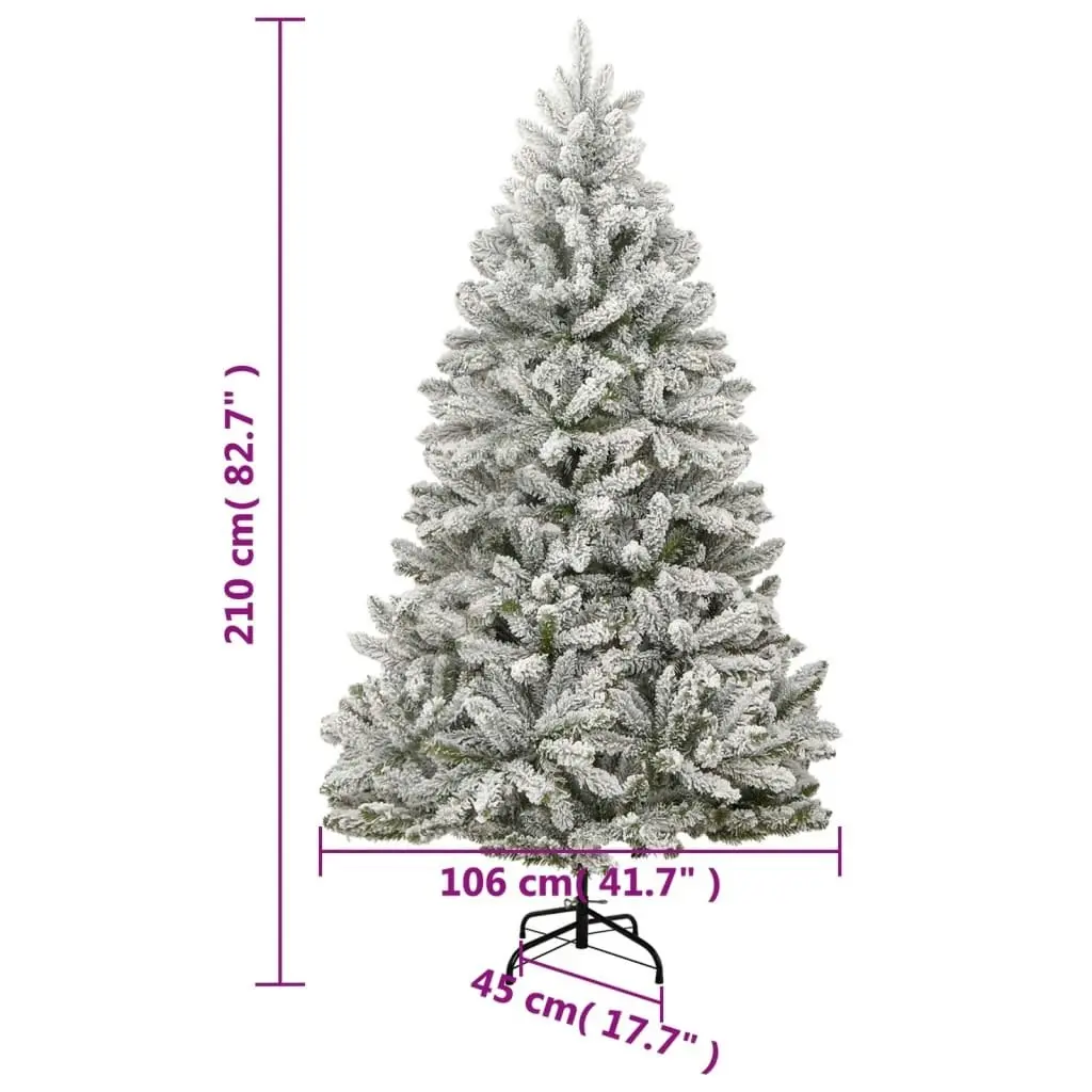 Artificial Hinged Christmas Tree with Flocked Snow 210 cm 357794