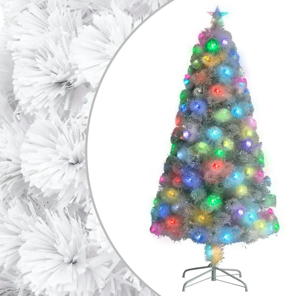 Artificial Pre-lit Christmas Tree White 120 cm Fibre Optic 329084