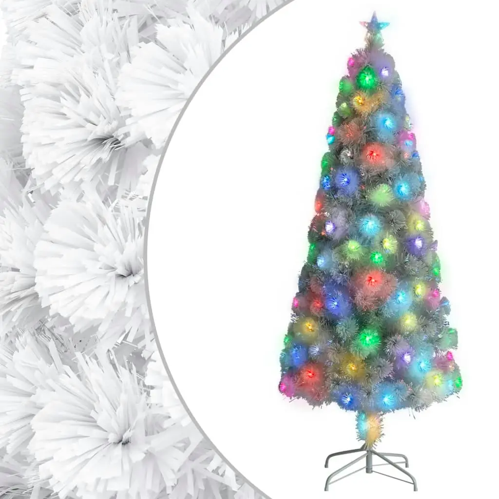 Artificial Pre-lit Christmas Tree White 210 cm Fibre Optic 329087