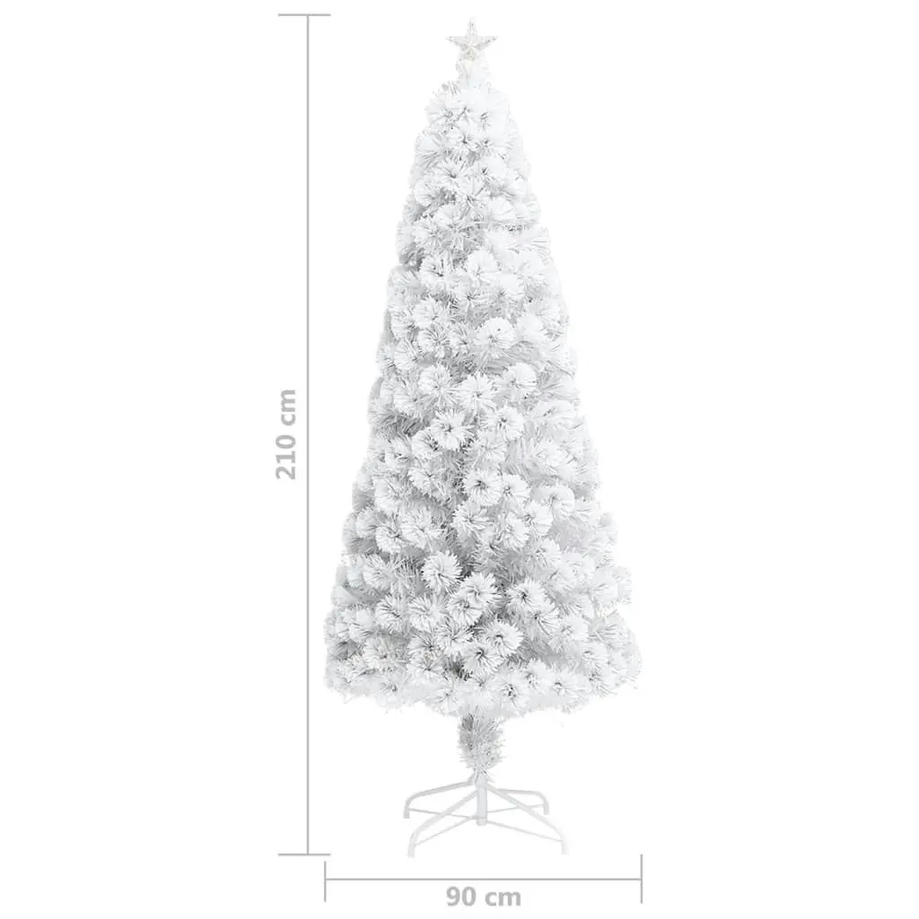 Artificial Pre-lit Christmas Tree White 210 cm Fibre Optic 329087