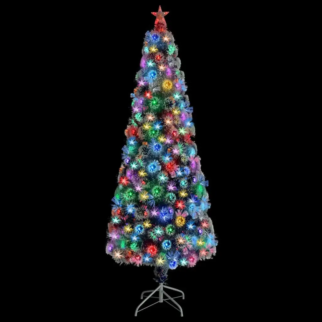 Artificial Pre-lit Christmas Tree White&Blue 210 cm Fibre Optic 329093