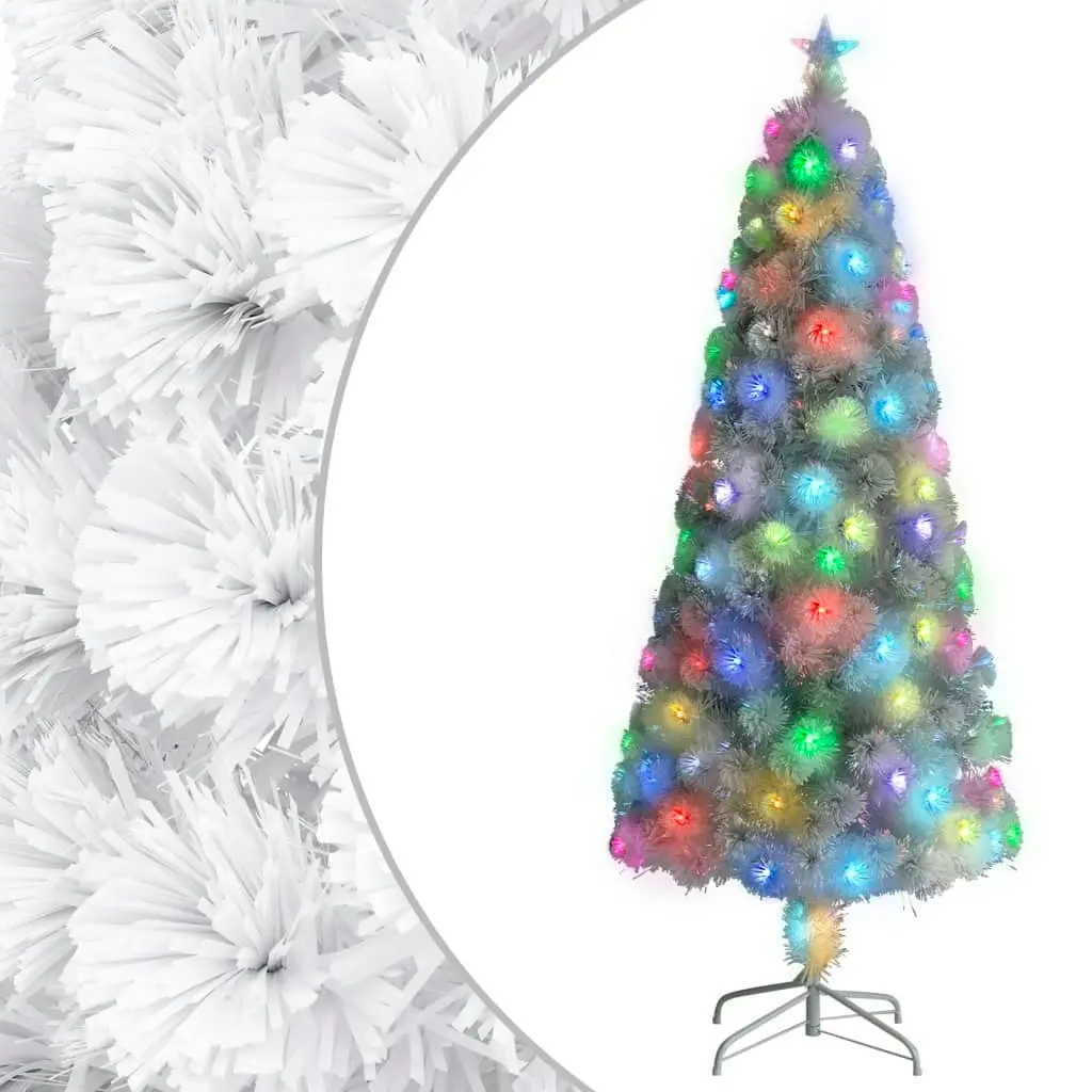 Artificial Pre-lit Christmas Tree White 180 cm Fibre Optic 329086