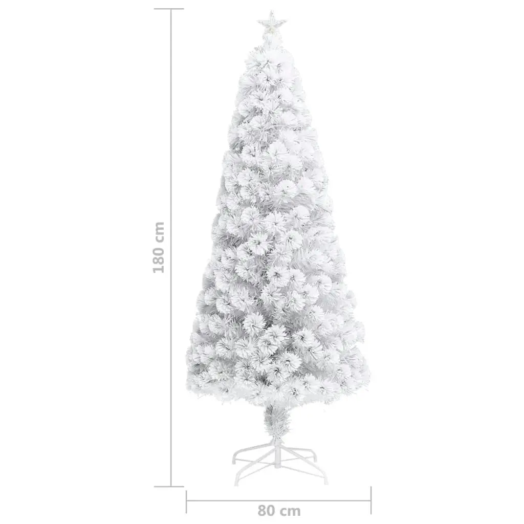 Artificial Pre-lit Christmas Tree White 180 cm Fibre Optic 329086