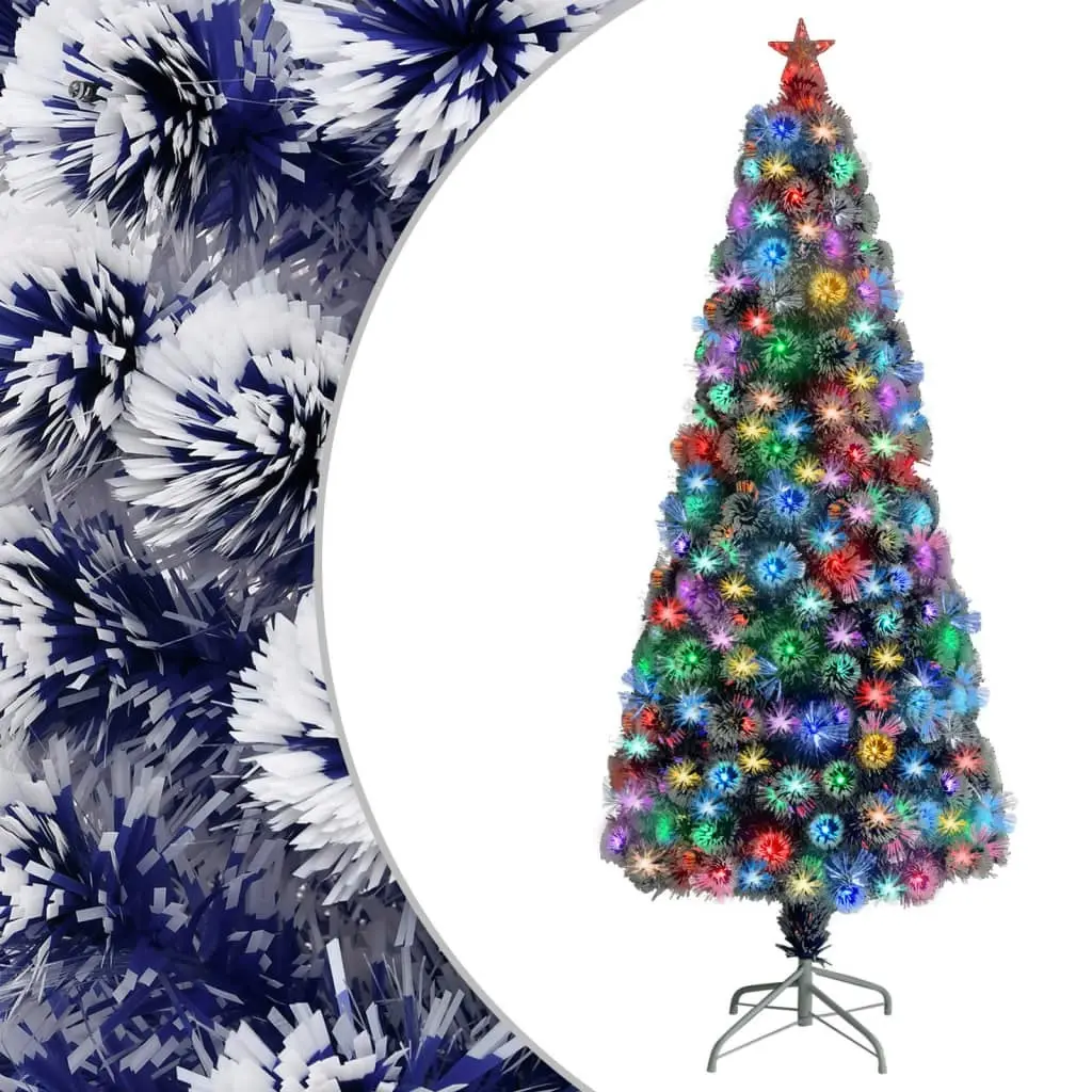 Artificial Pre-lit Christmas Tree White&Blue 180 cm Fibre Optic 329092