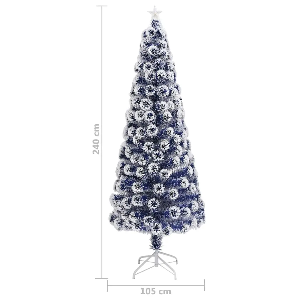 Artificial Pre-lit Christmas Tree White&Blue 240 cm Fibre Optic 329094